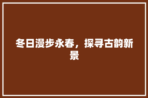 冬日漫步永春，探寻古韵新景