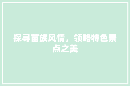 探寻苗族风情，领略特色景点之美