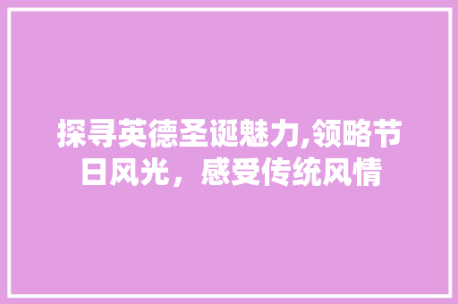 探寻英德圣诞魅力,领略节日风光，感受传统风情