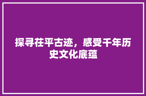 探寻茌平古迹，感受千年历史文化底蕴  第1张