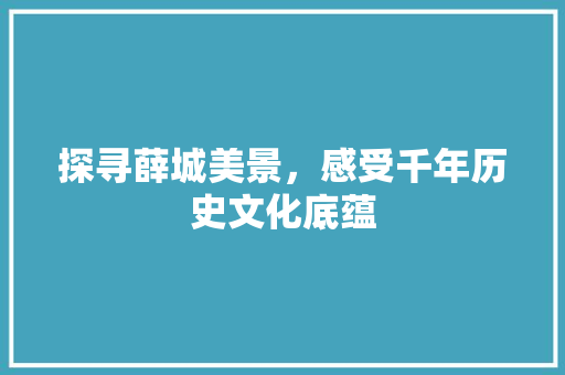 探寻薛城美景，感受千年历史文化底蕴
