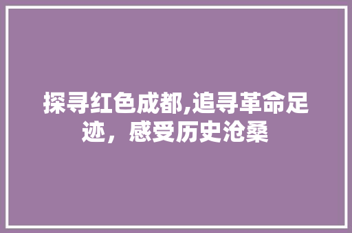 探寻红色成都,追寻革命足迹，感受历史沧桑
