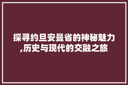 探寻约旦安曼省的神秘魅力,历史与现代的交融之旅