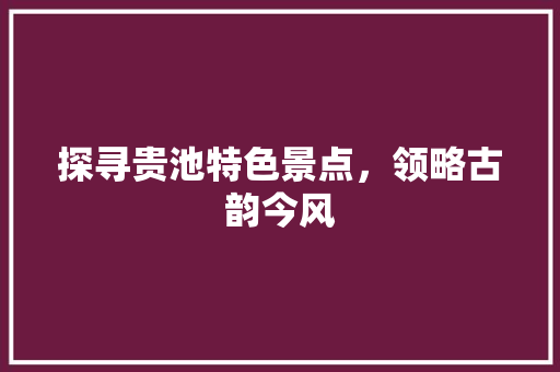 探寻贵池特色景点，领略古韵今风