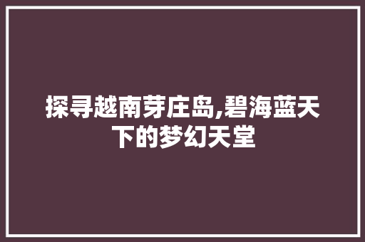 探寻越南芽庄岛,碧海蓝天下的梦幻天堂