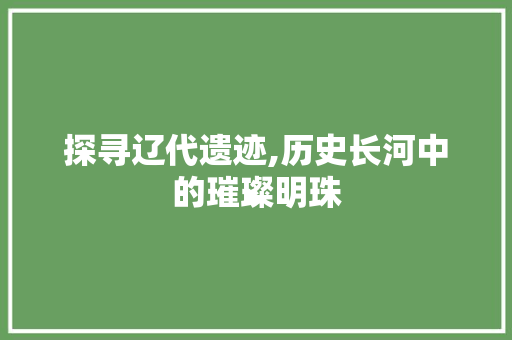 探寻辽代遗迹,历史长河中的璀璨明珠