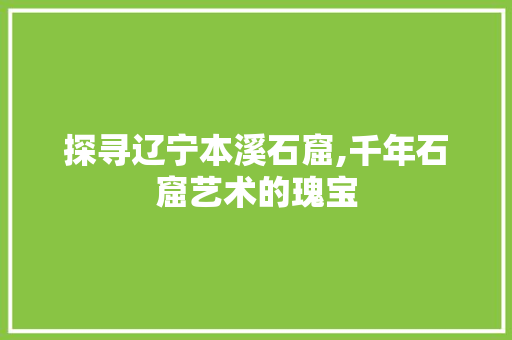 探寻辽宁本溪石窟,千年石窟艺术的瑰宝
