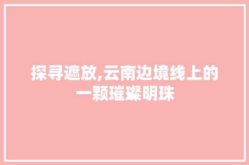 探寻遮放,云南边境线上的一颗璀璨明珠