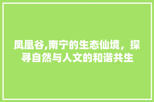 凤凰谷,南宁的生态仙境，探寻自然与人文的和谐共生  第1张