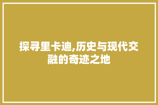 探寻里卡迪,历史与现代交融的奇迹之地