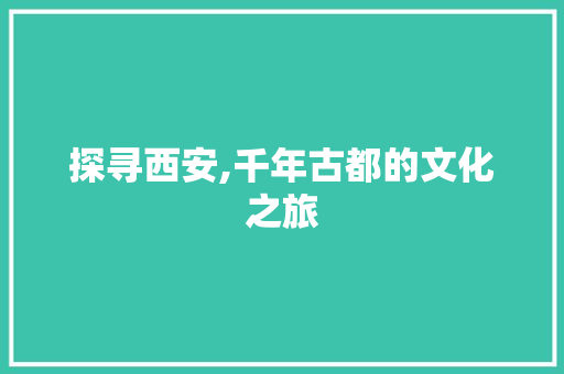 探寻西安,千年古都的文化之旅