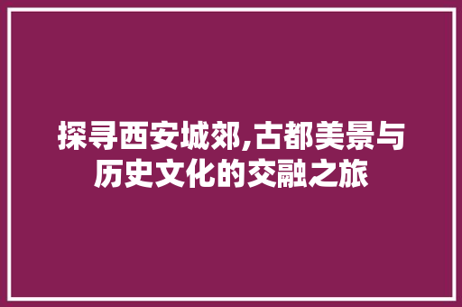 探寻西安城郊,古都美景与历史文化的交融之旅