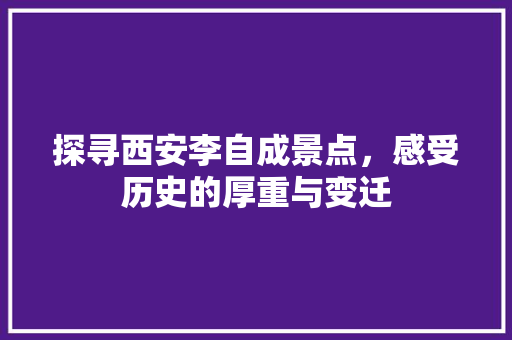 探寻西安李自成景点，感受历史的厚重与变迁