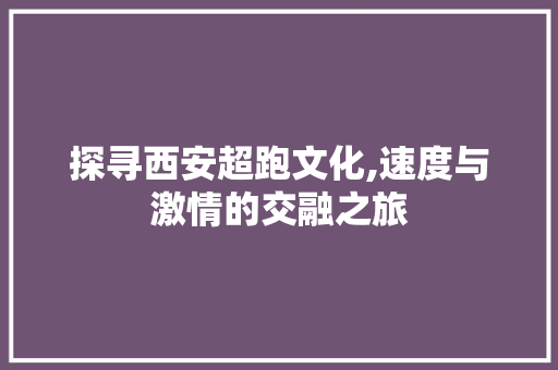 探寻西安超跑文化,速度与激情的交融之旅
