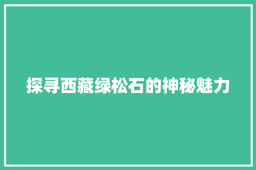 探寻西藏绿松石的神秘魅力