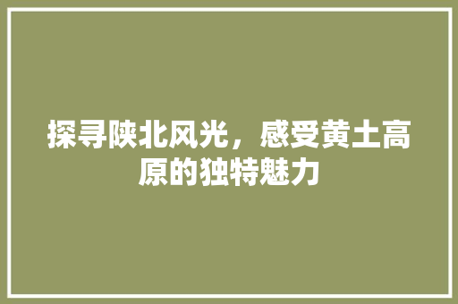 探寻陕北风光，感受黄土高原的独特魅力