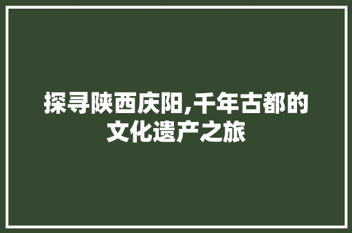 探寻陕西庆阳,千年古都的文化遗产之旅