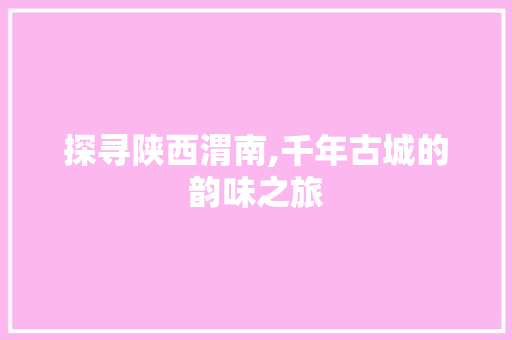 探寻陕西渭南,千年古城的韵味之旅  第1张