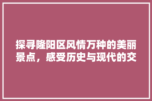 探寻隆阳区风情万种的美丽景点，感受历史与现代的交融  第1张