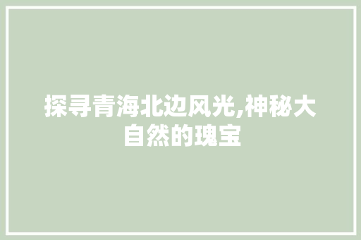 探寻青海北边风光,神秘大自然的瑰宝  第1张