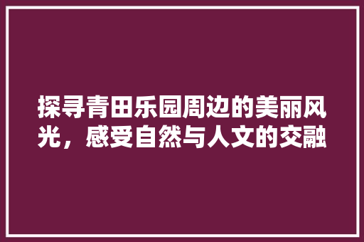 探寻青田乐园周边的美丽风光，感受自然与人文的交融之美