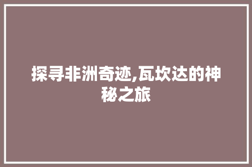 探寻非洲奇迹,瓦坎达的神秘之旅