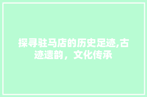 探寻驻马店的历史足迹,古迹遗韵，文化传承  第1张