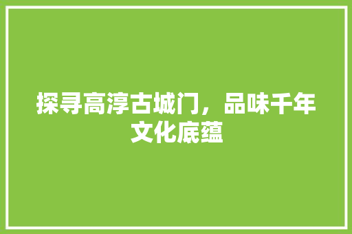 探寻高淳古城门，品味千年文化底蕴