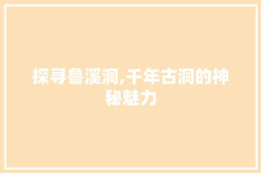 探寻鲁溪洞,千年古洞的神秘魅力