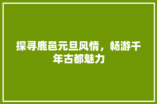 探寻鹿邑元旦风情，畅游千年古都魅力