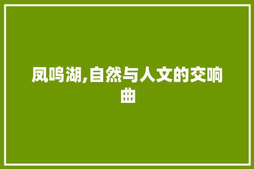 凤鸣湖,自然与人文的交响曲