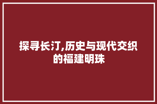 探寻长汀,历史与现代交织的福建明珠  第1张