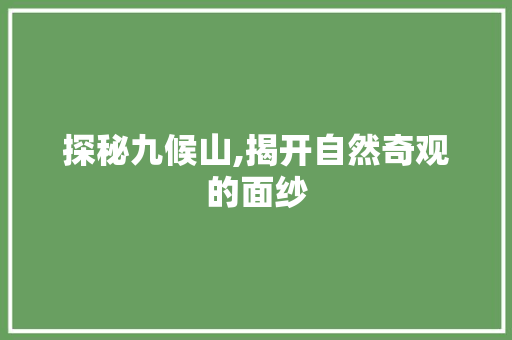 探秘九候山,揭开自然奇观的面纱  第1张