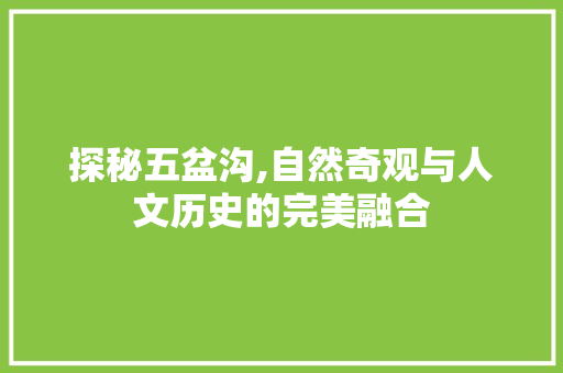 探秘五盆沟,自然奇观与人文历史的完美融合