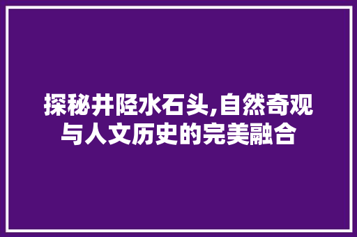 探秘井陉水石头,自然奇观与人文历史的完美融合