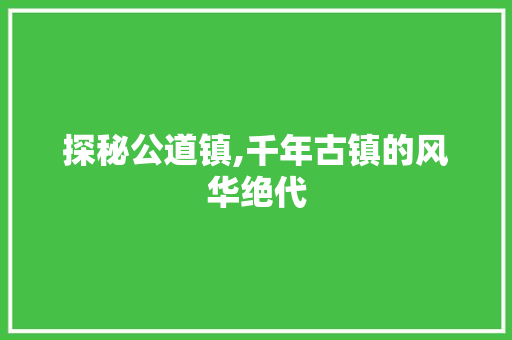 探秘公道镇,千年古镇的风华绝代  第1张