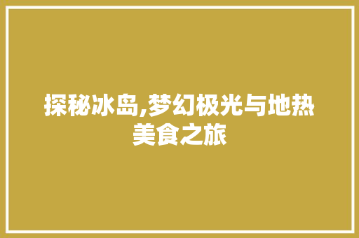 探秘冰岛,梦幻极光与地热美食之旅