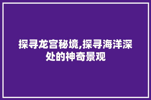 探寻龙宫秘境,探寻海洋深处的神奇景观  第1张