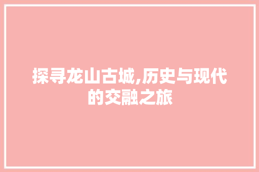 探寻龙山古城,历史与现代的交融之旅