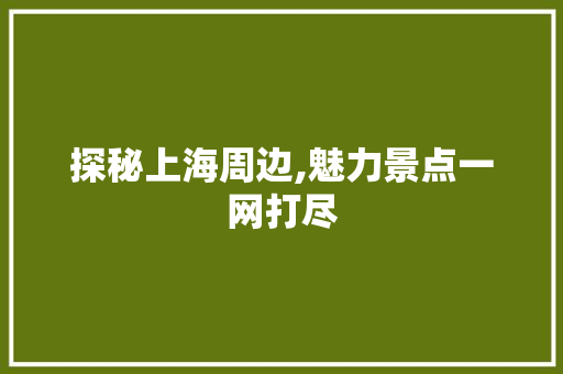 探秘上海周边,魅力景点一网打尽  第1张