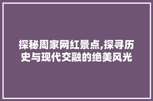 探秘周家网红景点,探寻历史与现代交融的绝美风光