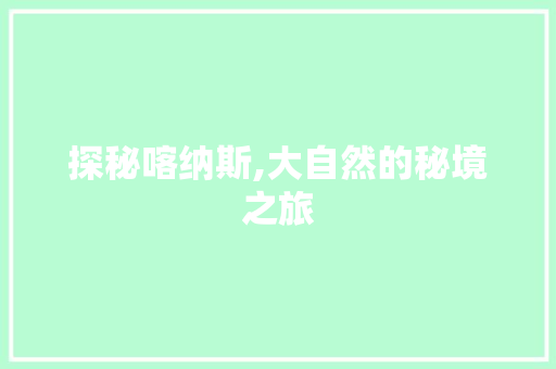 探秘喀纳斯,大自然的秘境之旅