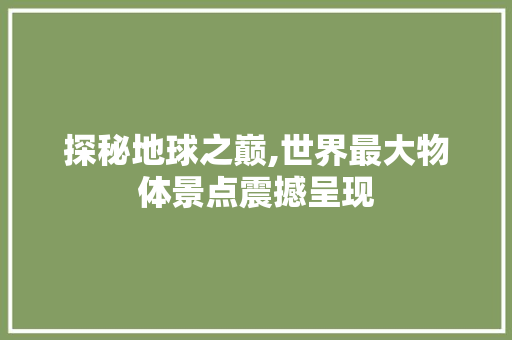 探秘地球之巅,世界最大物体景点震撼呈现  第1张