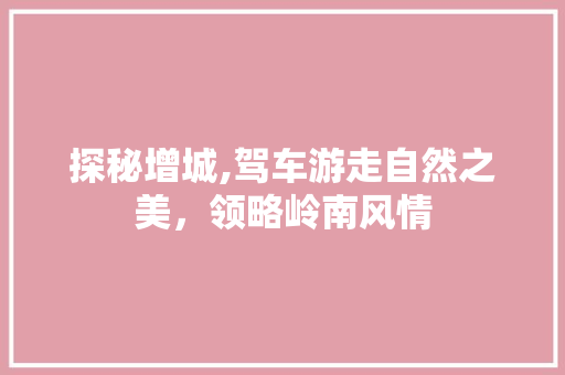 探秘增城,驾车游走自然之美，领略岭南风情