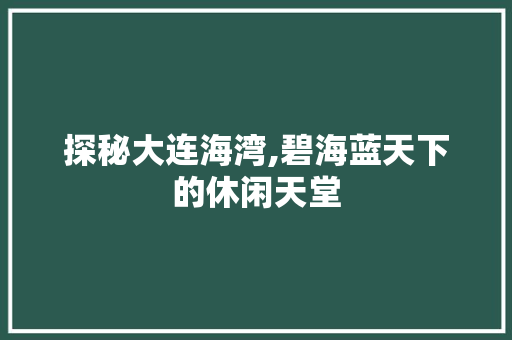 探秘大连海湾,碧海蓝天下的休闲天堂