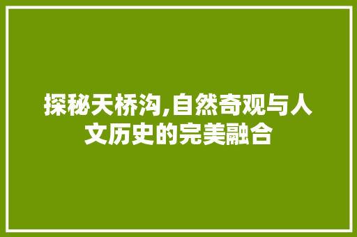 探秘天桥沟,自然奇观与人文历史的完美融合
