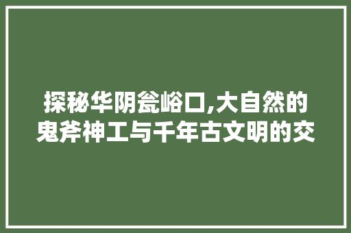 探秘华阴瓮峪口,大自然的鬼斧神工与千年古文明的交融之地  第1张
