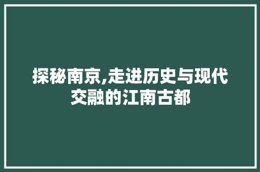 探秘南京,走进历史与现代交融的江南古都  第1张