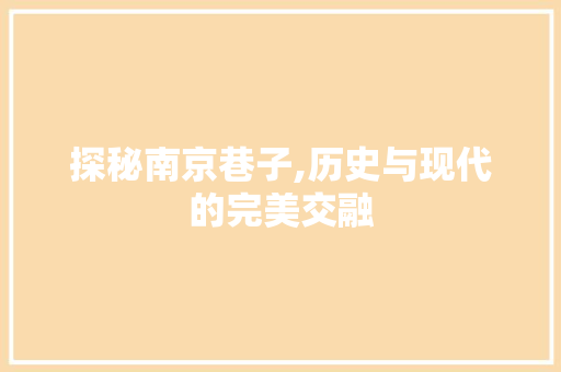 探秘南京巷子,历史与现代的完美交融  第1张