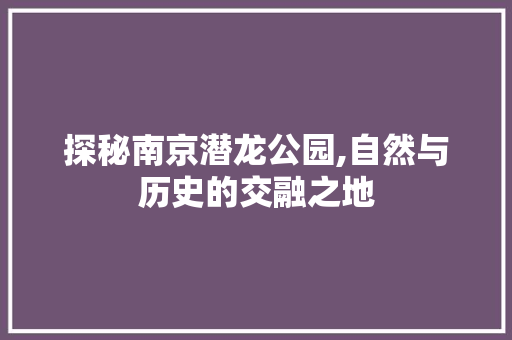 探秘南京潜龙公园,自然与历史的交融之地